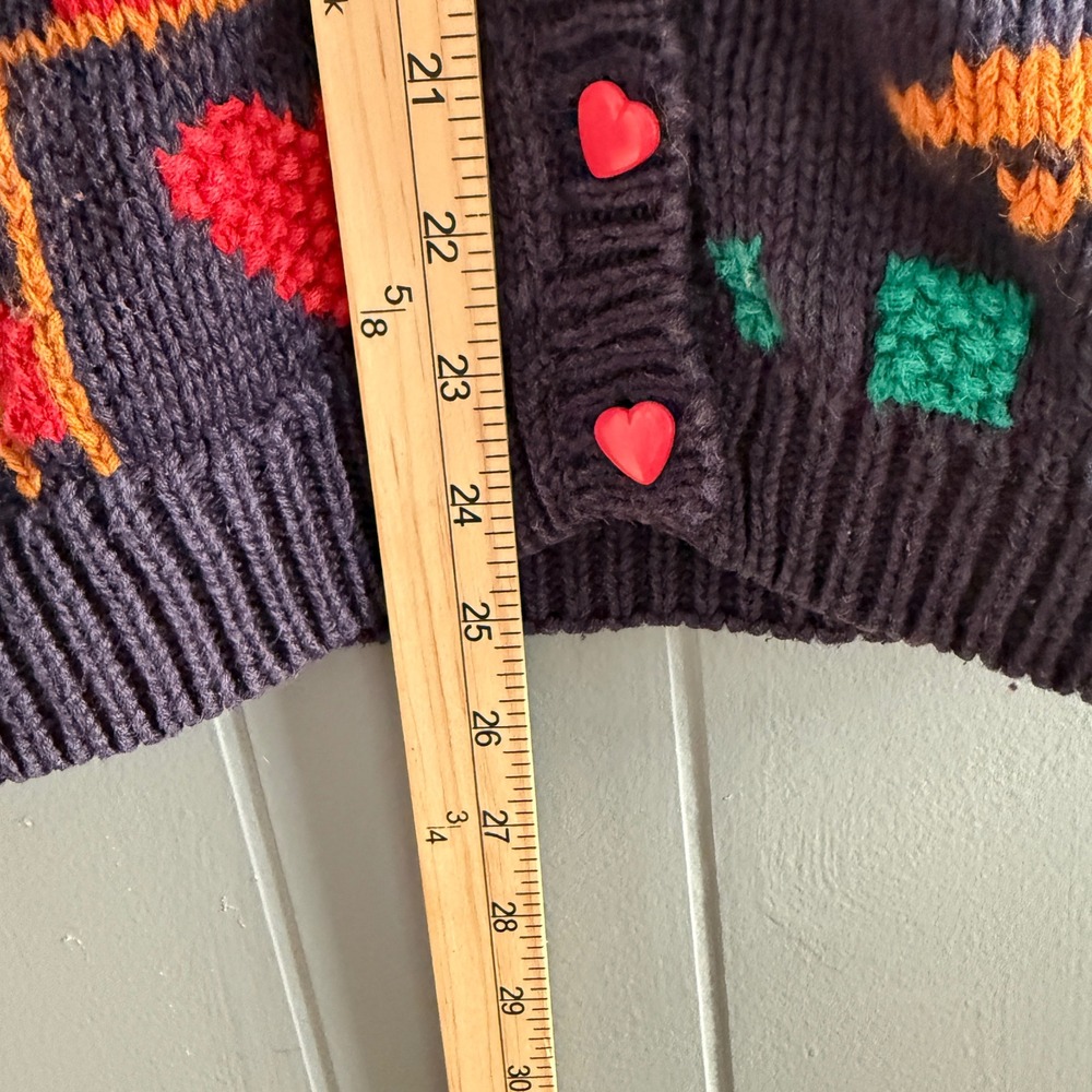 Vtg Casual Corner Christmas Porch Goose Heart Button Cardigan Sweater Navy Small - Picture 7 of 9